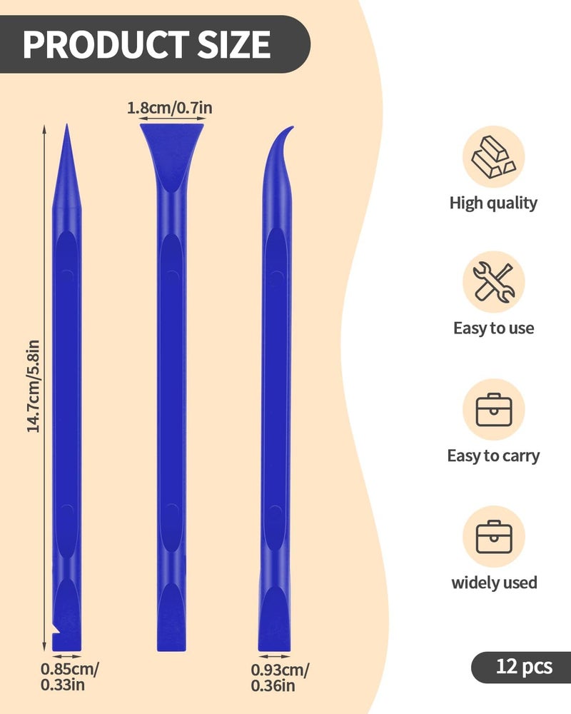 OXDFK 12 PCS Carbon Fiber Plastic Scrapers Tool, Non-Scratch Scraper Tool for Tight Spaces, Multi-Purpose Label Scraper Pen-Shaped, for Car Cleaning Supplies, Kitchen, Crevices, Stains (Blue) - Image 2